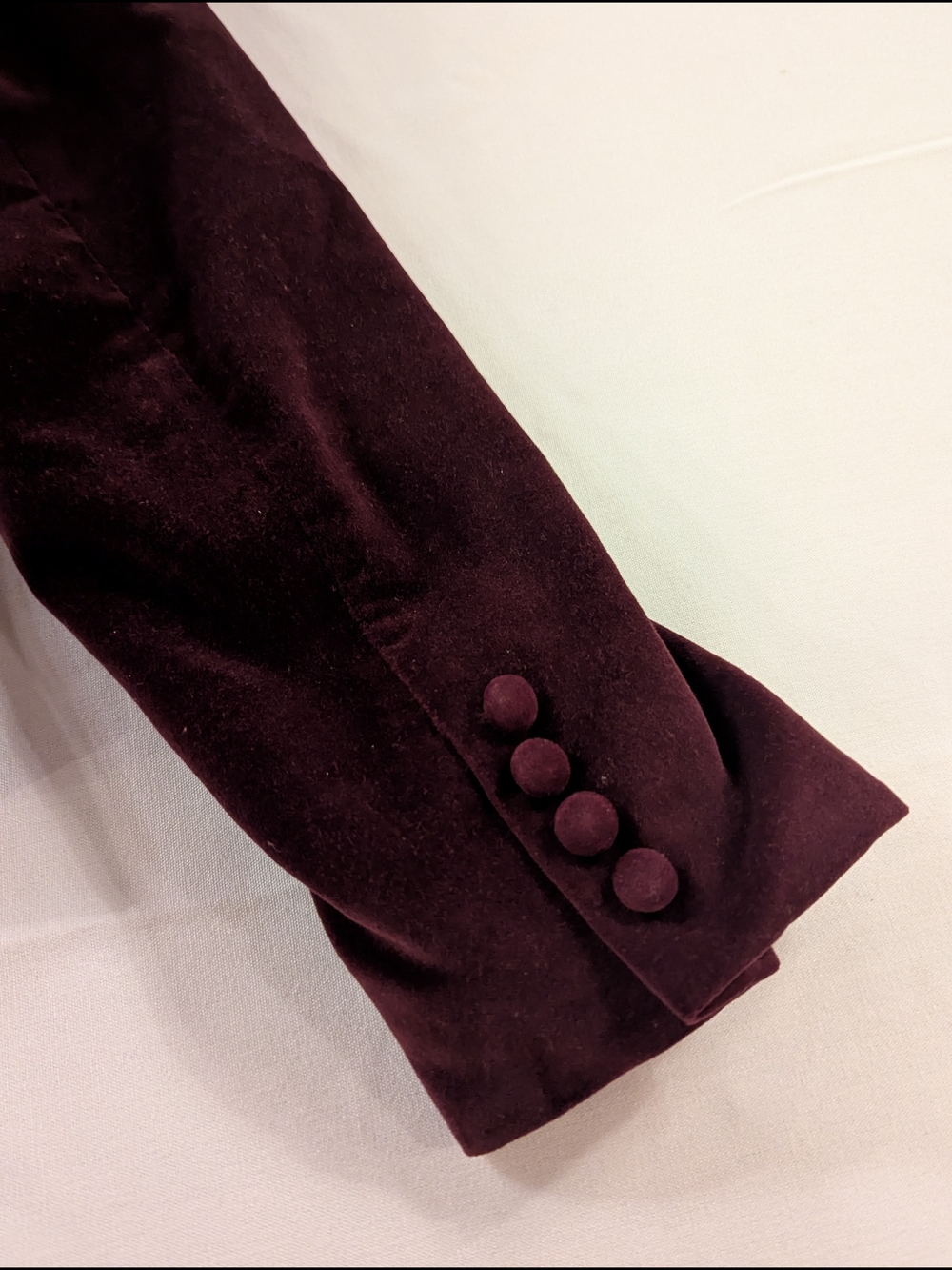 Vintage 90s Ralph Lauren Burgundy Plum Velvet Cropped Blazer Jacket Made in USA - Picture 6 of 16